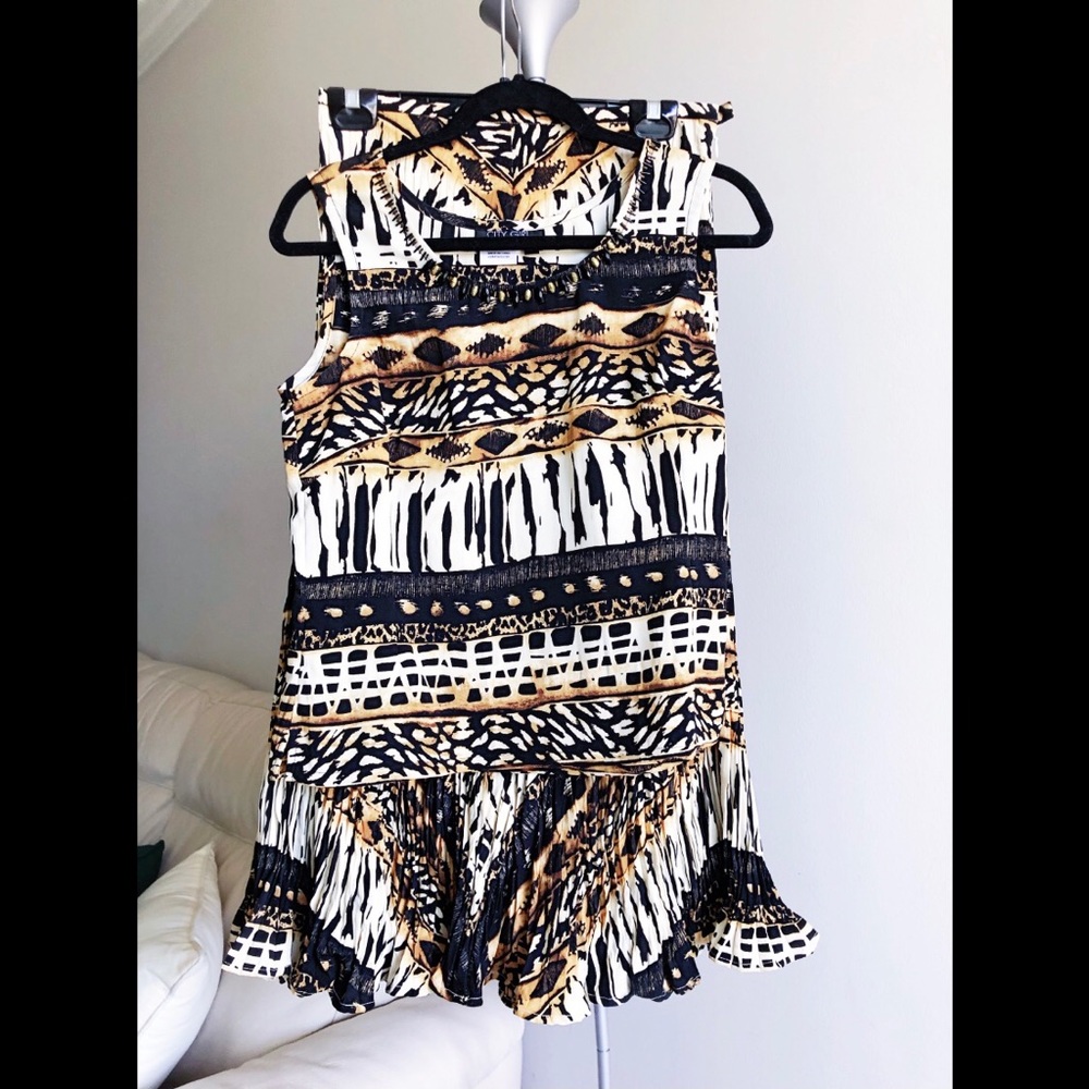 City Girl Brown Black Pattern Print Maxi Skirt Top